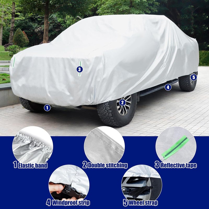 Migaven Truck Cover Waterproof All Weather, Truck Cover Custom Fit for Ford F150 Raptor Chevrolet Silverado 1500, Windproof Covers with Door Zipper, Silver (Not Include Mirror Pocket) - Image 2